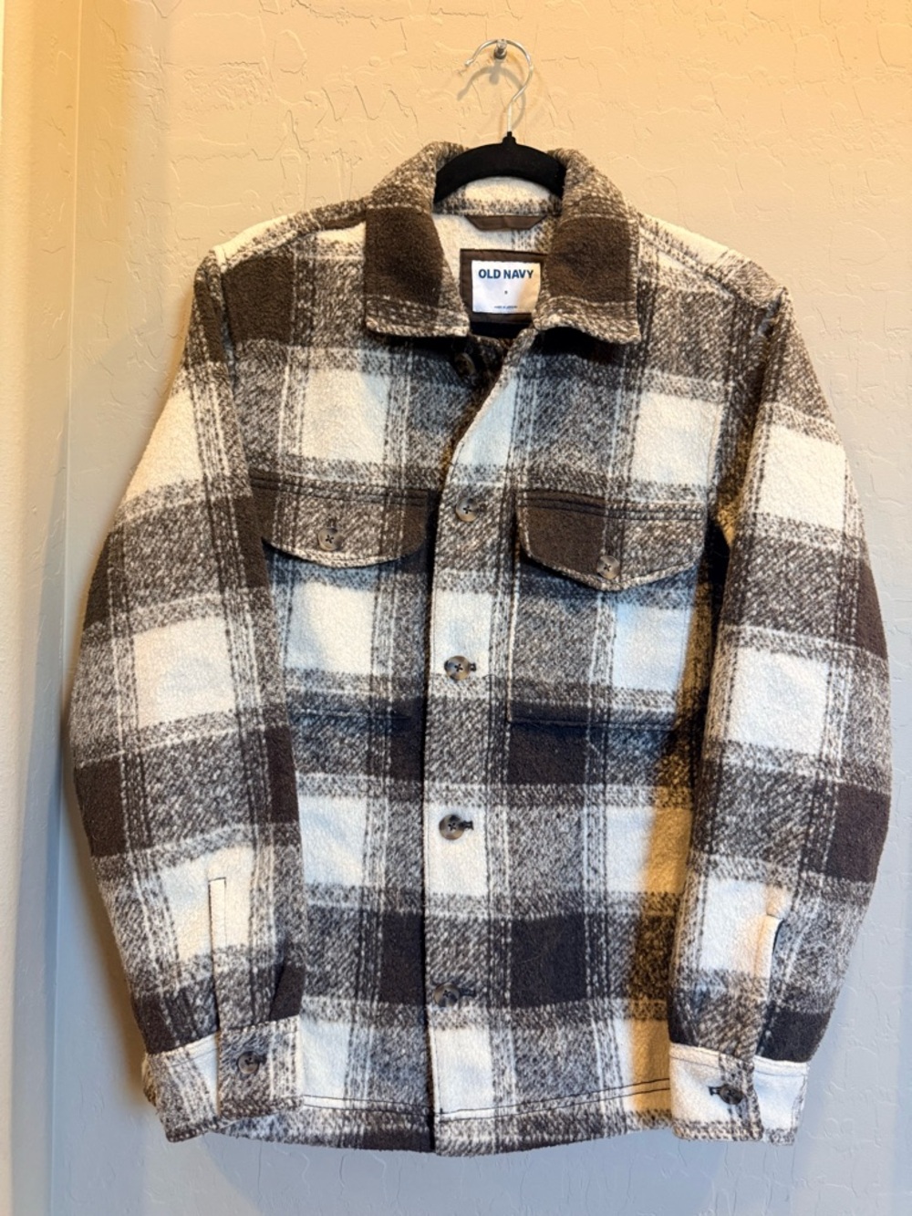 Old Navy Brown & Cream Plaid Lightweight Shacket